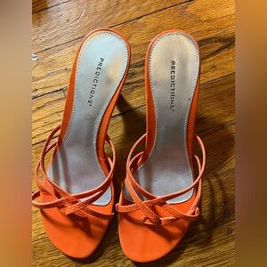 Orange Strappy Slip on heels